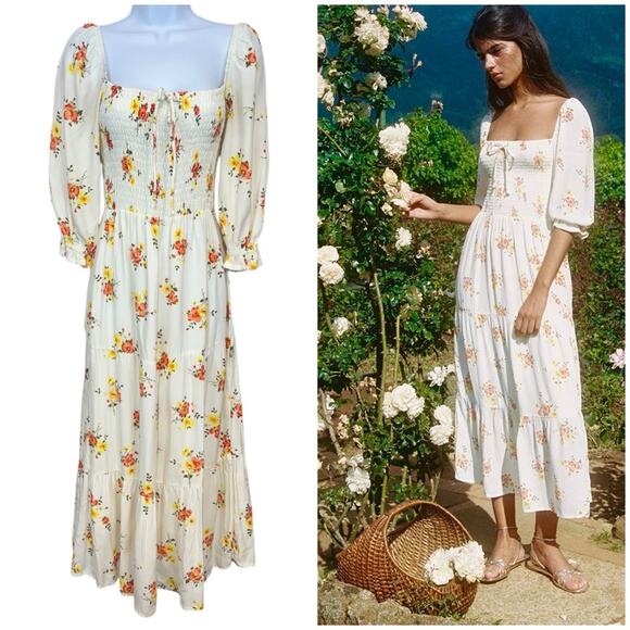 Faithful The Brand Le Galet floral Print Midi Dress Sz 2 - Picture 1 of 15